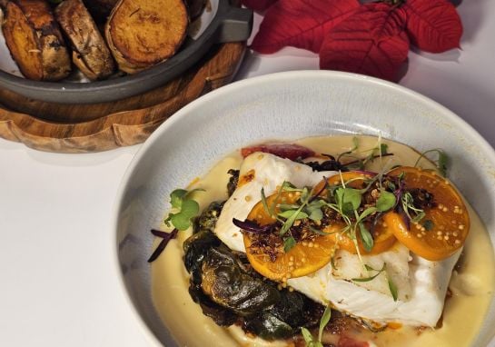 Halibut with parsnip puree