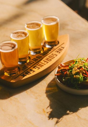 Beer Flight and Nantes Carrots